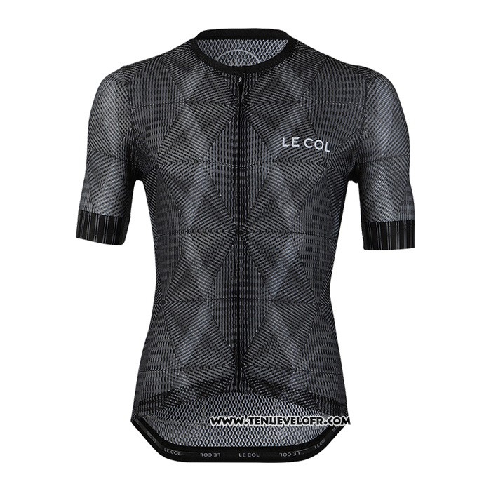 2020 Maillot Ciclismo Le Col Noir Gris Manches Courtes et Cuissard